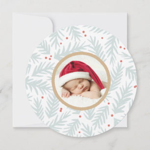 Handbeschilderde pine-kerstfotokaart feestdagenkaart