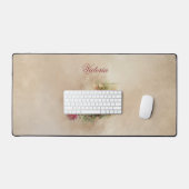 Handbeschilderde  Roze en Witte Rozen Stijl Bureaumat (Keyboard & Muis)