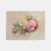 Handbeschilderde  Roze en Witte Rozen Stijl Fleece Deken (Voorkant (Horizontaal))