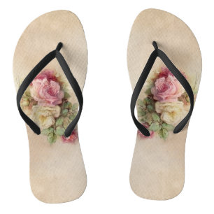 Handbeschilderde  Roze en Witte Rozen Stijl Teenslippers