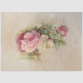 Handbeschilderde  Roze en Witte Rozen Stijl Tissuepapier (Voorkant)