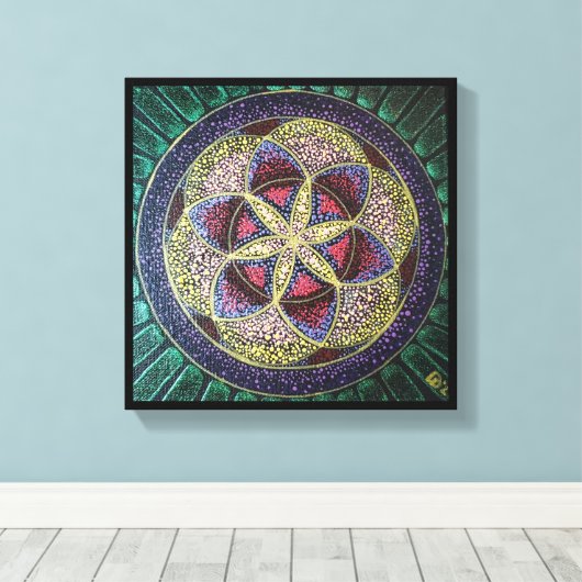 Handbeschilderde Vloer van de Heilige Geometrie va Canvas Afdruk (Insitu (Houten vloer))