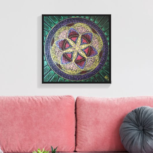 Handbeschilderde Vloer van de Heilige Geometrie va Canvas Afdruk (Insitu (Woonkamer))