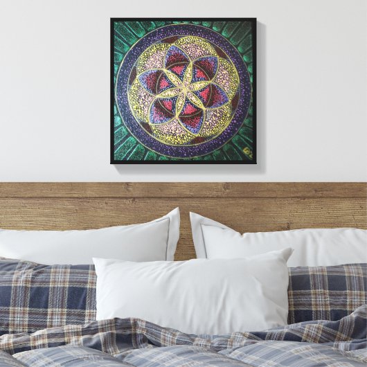 Handbeschilderde Vloer van de Heilige Geometrie va Canvas Afdruk (Insitu (Slaapkamer))