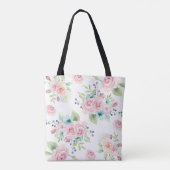 Handbeschilderde Waterverf bloemen Aangepast monog Tote Bag (Achterkant)