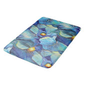 Handbeschilderde Waterverf Floral Aqua and Blues Badmat (Gekanteld)