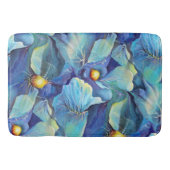 Handbeschilderde Waterverf Floral Aqua and Blues Badmat (Voorkant)