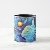 Handbeschilderde Waterverf Floral Aqua en Blues Vi Mok (Midden)