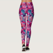 Handbeschilderde Waterverf Floral Pattern Roze Paa Leggings (Achterkant)