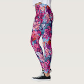Handbeschilderde Waterverf Floral Pattern Roze Paa Leggings (Links)