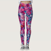 Handbeschilderde Waterverf Floral Pattern Roze Paa Leggings (Voorkant)