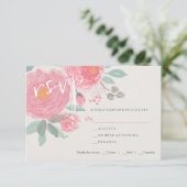 Handbeschilderde waterverf florale bruiloft RSVP-k RSVP Kaartje (Staand voorkant)