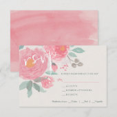 Handbeschilderde waterverf florale bruiloft RSVP-k RSVP Kaartje (Voorkant / Achterkant)