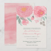 Handbeschilderde waterverf florale trouwuitnodigin kaart (Voorkant / Achterkant)