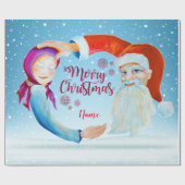 Handbeschilderde Waterverf Magische Kerstman Cadeaupapier (Vlak)