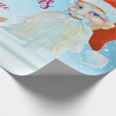 Handbeschilderde Waterverf Magische Kerstman Cadeaupapier (Hoek)