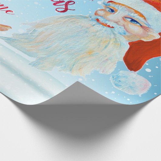 Handbeschilderde Waterverf Magische Kerstman Cadeaupapier (Hoek)