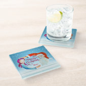 Handbeschilderde Waterverf Magische kerstman Glazen Onderzetter (Schuin)