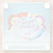 Handbeschilderde Waterverf Magische kerstman Glazen Onderzetter (Achterkant)