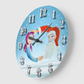 Handbeschilderde Waterverf Magische Kerstman Grote Klok (Hoek)