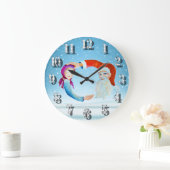 Handbeschilderde Waterverf Magische Kerstman Grote Klok (Huis)