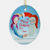 Handbeschilderde Waterverf Magische Kerstman Keramisch Ornament (Rechts)