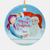 Handbeschilderde Waterverf Magische Kerstman Keramisch Ornament (Achterkant)