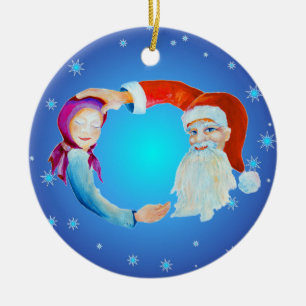 Handbeschilderde Waterverf Magische Kerstman Keramisch Ornament