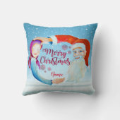 Handbeschilderde Waterverf Magische Kerstman Kussen (Achterkant)