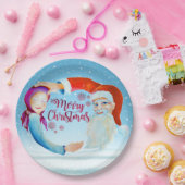 Handbeschilderde Waterverf Magische Kerstman Papieren Bordje (Feest)