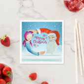 Handbeschilderde Waterverf Magische Kerstman Servet (Insitu)