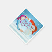 Handbeschilderde Waterverf Magische Kerstman Servet (Hoek)