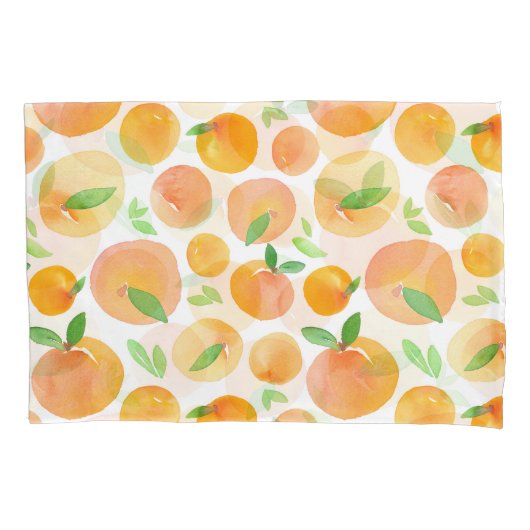 Handbeschilderde waterverf perziken: naadloos. kussensloop (Voorkant)