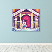 Handbeschilderde Waterverf Scandinavische troll Canvas Afdruk (Insitu (Houten vloer))