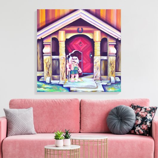 Handbeschilderde Waterverf Scandinavische troll Canvas Afdruk (Insitu (Woonkamer))