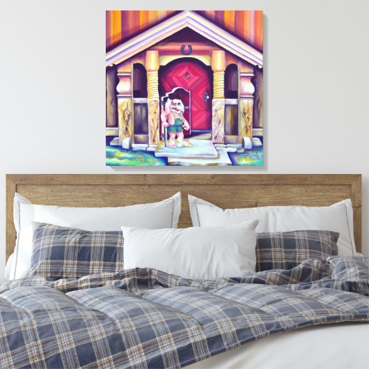 Handbeschilderde Waterverf Scandinavische troll Canvas Afdruk (Insitu (Slaapkamer))