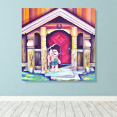 Handbeschilderde Waterverf Scandinavische troll Canvas Afdruk (Insitu (Houten vloer))