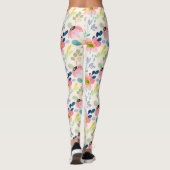 Handbeschilderde Waterverf Tuinbloemen kleurig Leggings (Achterkant)