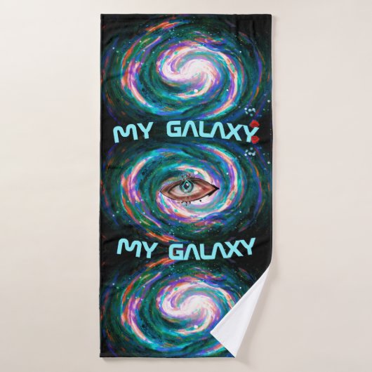 Handbeschilderde Whirpool Galaxy met een Oog Badhanddoek (Badhanddoek)