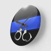 Handboeien - dunne blauwe lijnkaart ronde klok (Hoek)