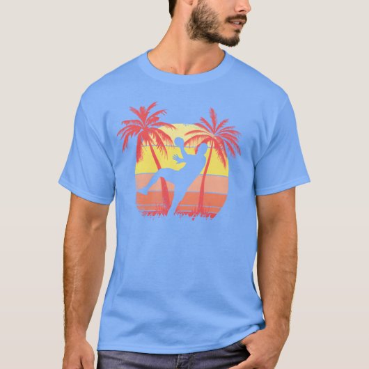 Handbollhrow Male Summer Sunset 80s Palm funny T-shirt (Voorkant)