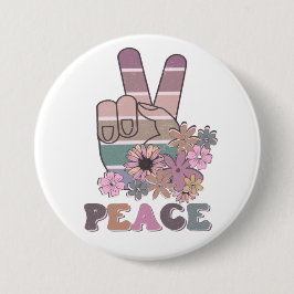 Handbordretro 70s Floral Daisy Ronde Button 7,6 Cm