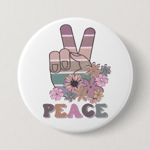 Handbordretro 70s Floral Daisy Ronde Button 7,6 Cm