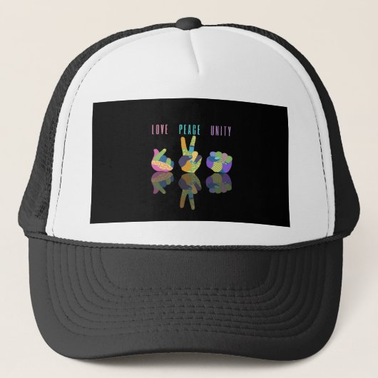 Handbordtrucker Trucker Hat van Love Peace Unity Trucker Pet (Voorkant)