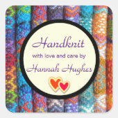 handbreien vierkante sticker (Voorkant)