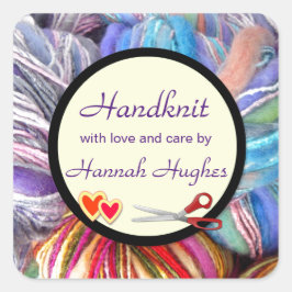 handbreien vierkante sticker