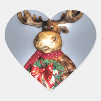 Handcarved-effect Wooden Christmas Reindeer Hart Sticker