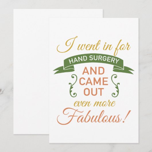 Handchirurgie Fabulous Recovery (groen) Kaart (Voorkant / Achterkant)