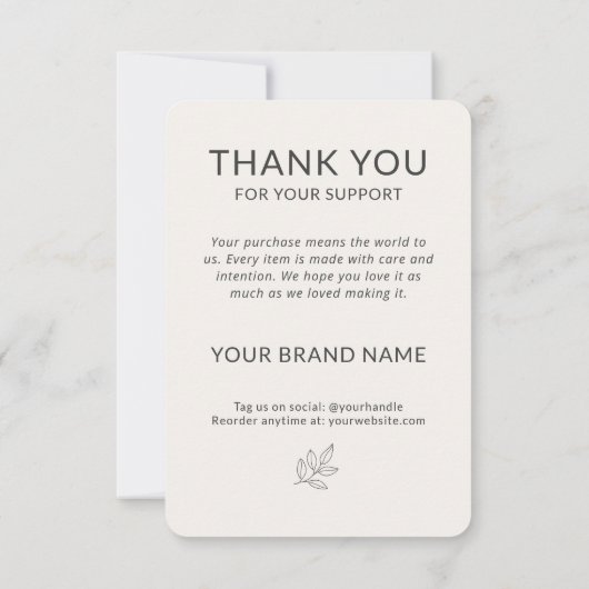 Handcrafted Artisan Minimalist Botanical Label Bedankkaart (Achterkant)