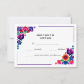 Handcrafted Colorful Folk Wedding Pattern RSVP Kaartje (Voorkant)